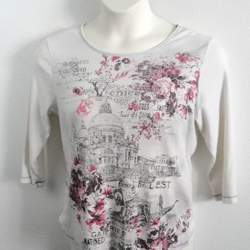 Womans Christopher & Banks Knit 3/4 Sleeve Shirt -Size M